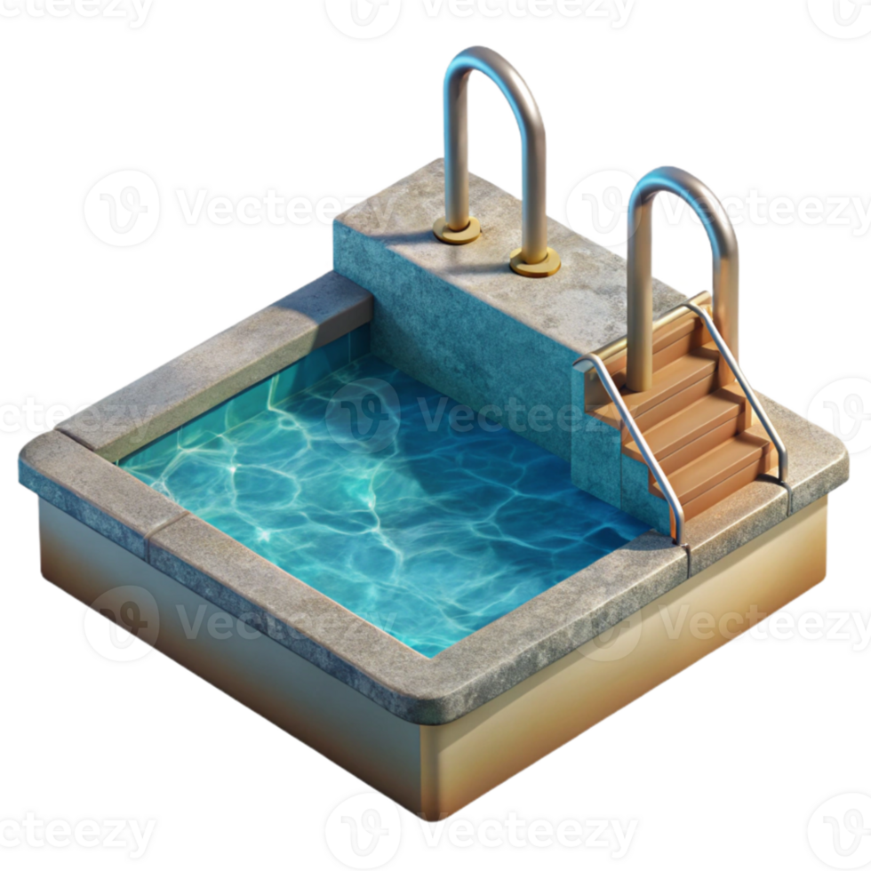 serene abstract Swimming Pool with Diving Board Transparent Background detailed png