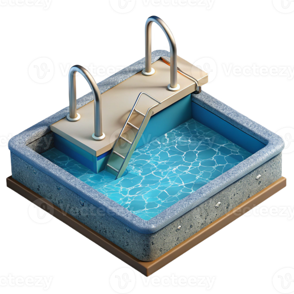 beautiful contemporary Swimming Pool with Diving Board Transparent Background png