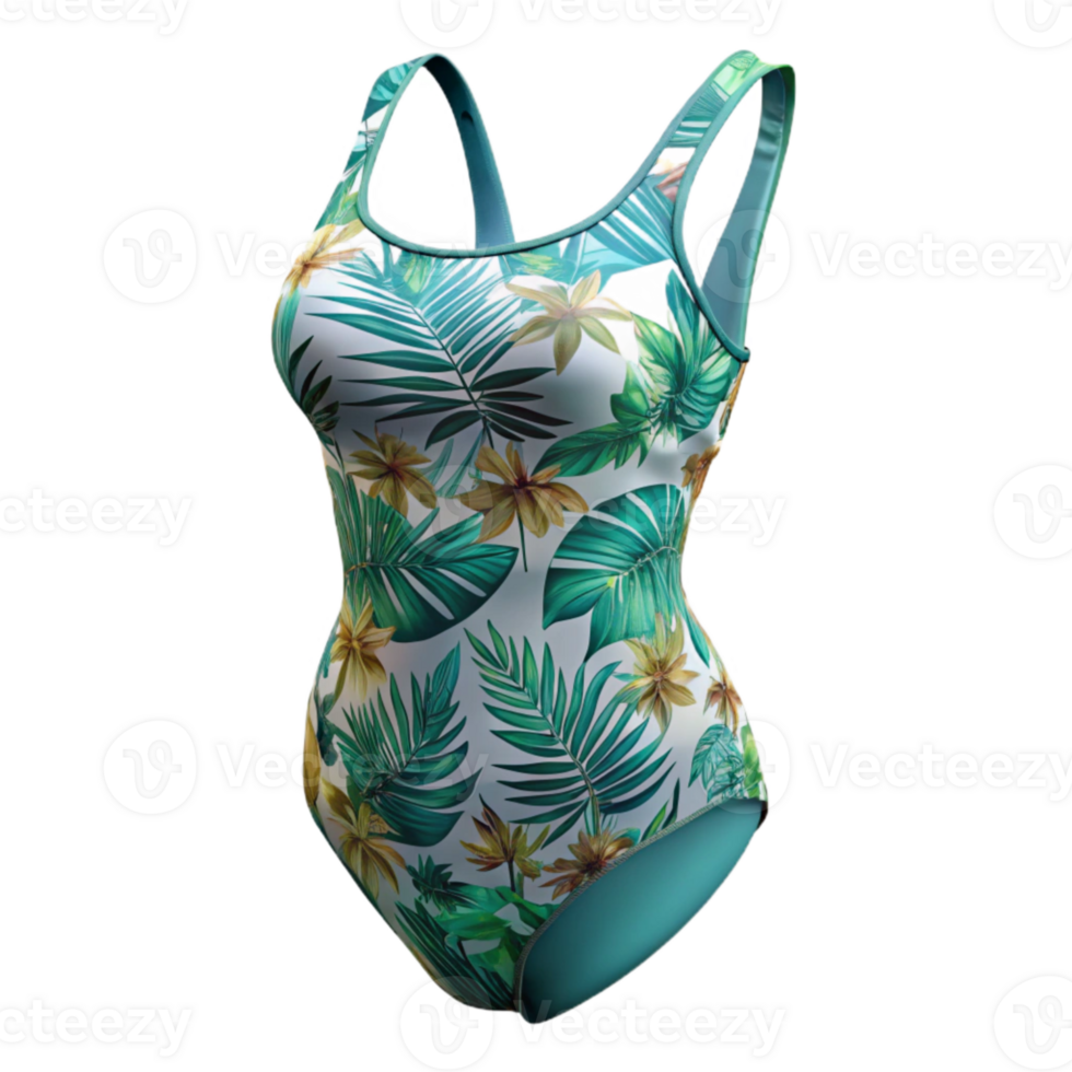 vibrant vintage Swimsuit with Tropical Print on Transparent Background png