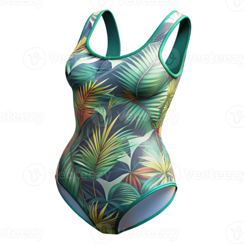 magnificent creative Swimsuit with Tropical Print on Transparent Background professional png