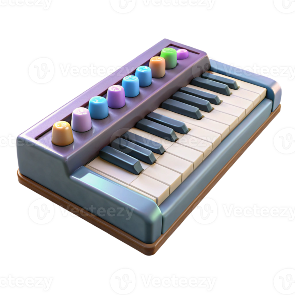 dramatic abstract Synthesizer Keyboard with Knobs and Buttons Isolated Cutout Transparent Background png