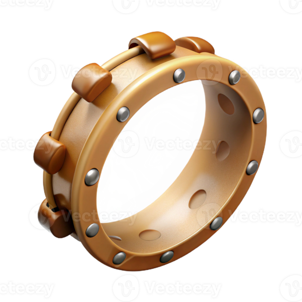impressive creative Tambourine Wooden Frame Isolated Cutout with Realistic Shadows detailed png