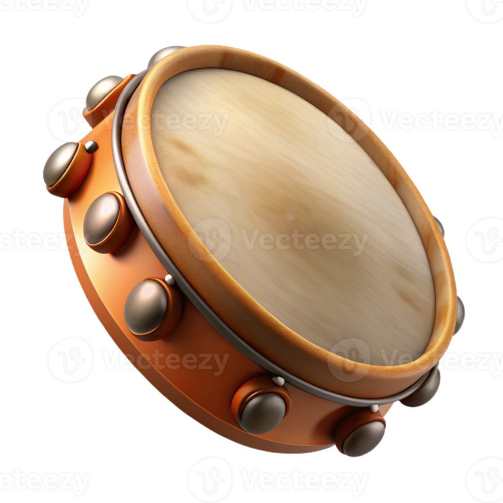 magnificent classic Tambourine Wooden Frame Isolated Cutout with Realistic Shadows high quality png