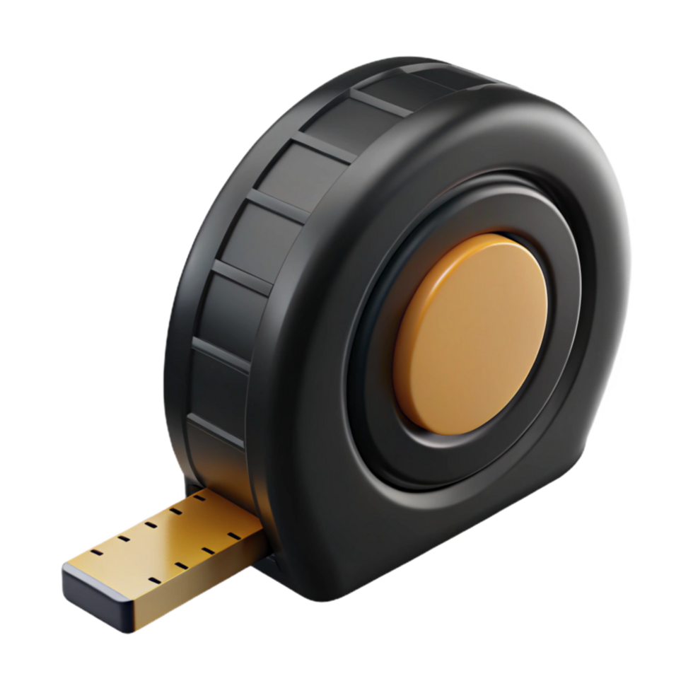impressive artistic Tape Measure Retracted Black Isolated png