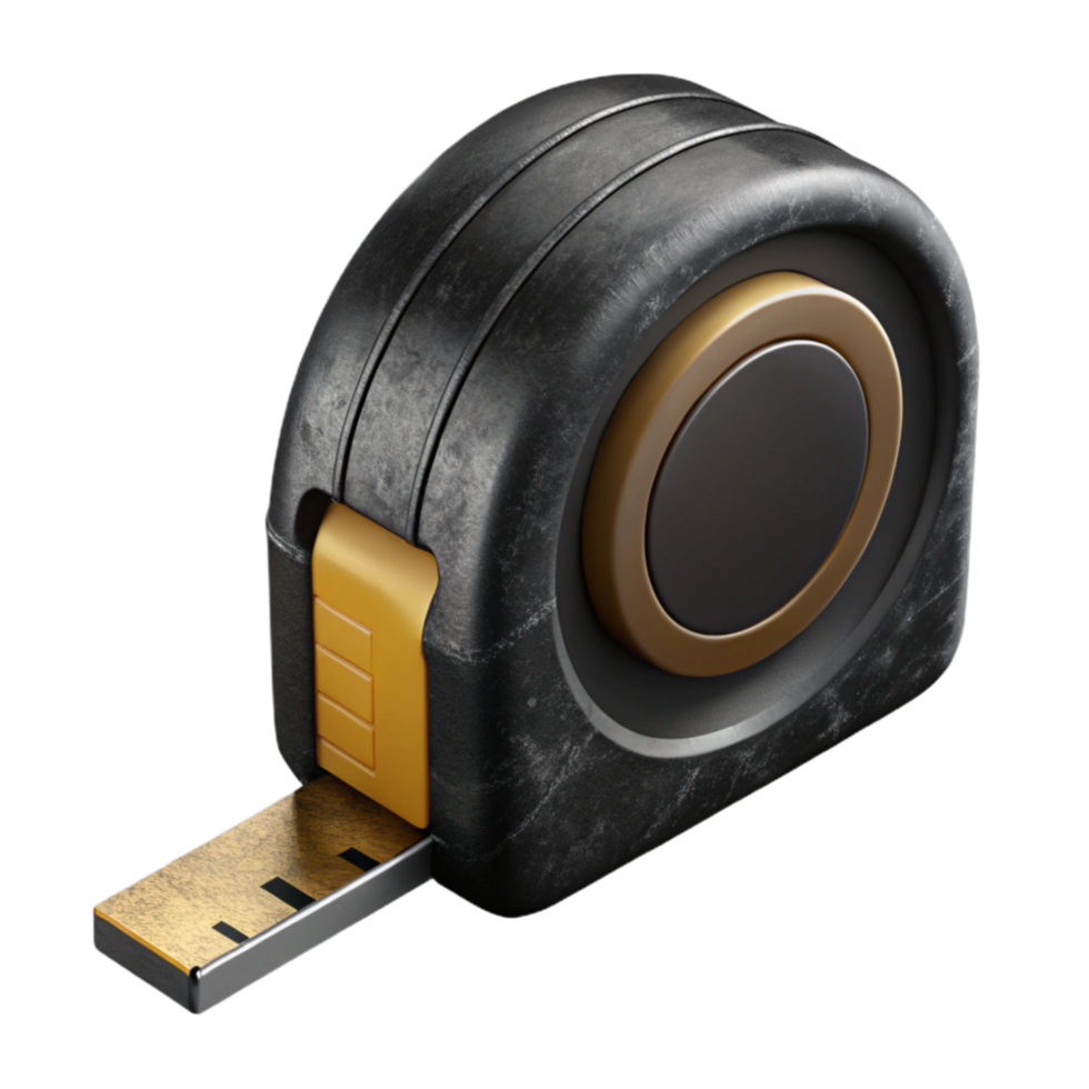 vibrant vintage Tape Measure Retracted Black Isolated authentic png