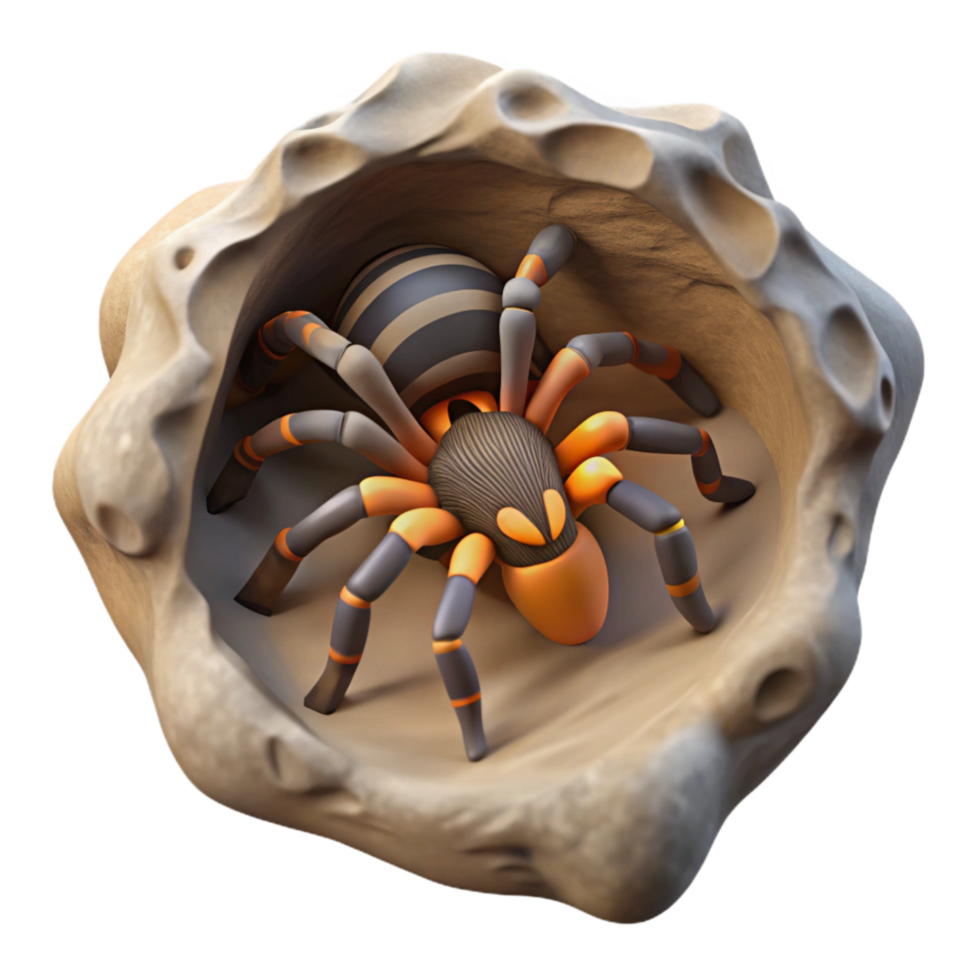 elegant minimalist Tarantula in Burrow Isolated original png