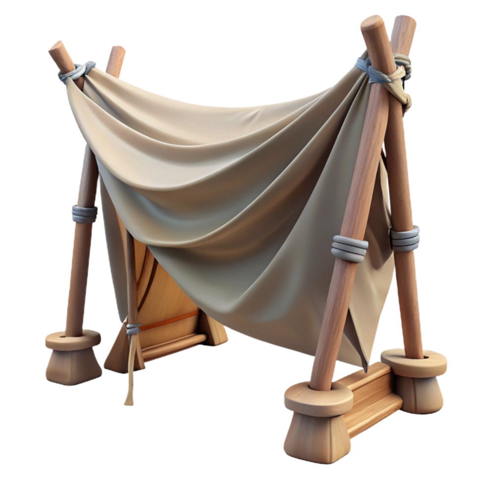 serene modern Tarp Tied to Trees Transparent Background detailed png