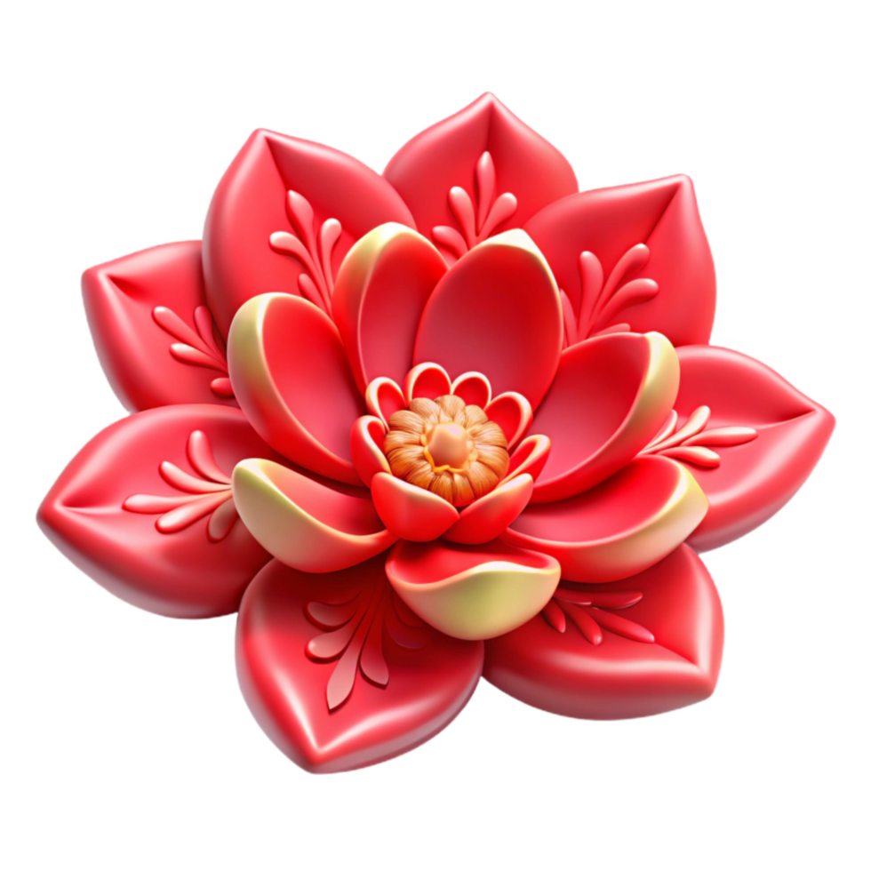 impressive traditional Tattoo Design Floral Style Red Cutout high resolution png