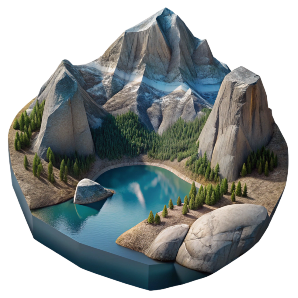 vibrant abstract Tenaya Lake Granite Cliffs Cutout png