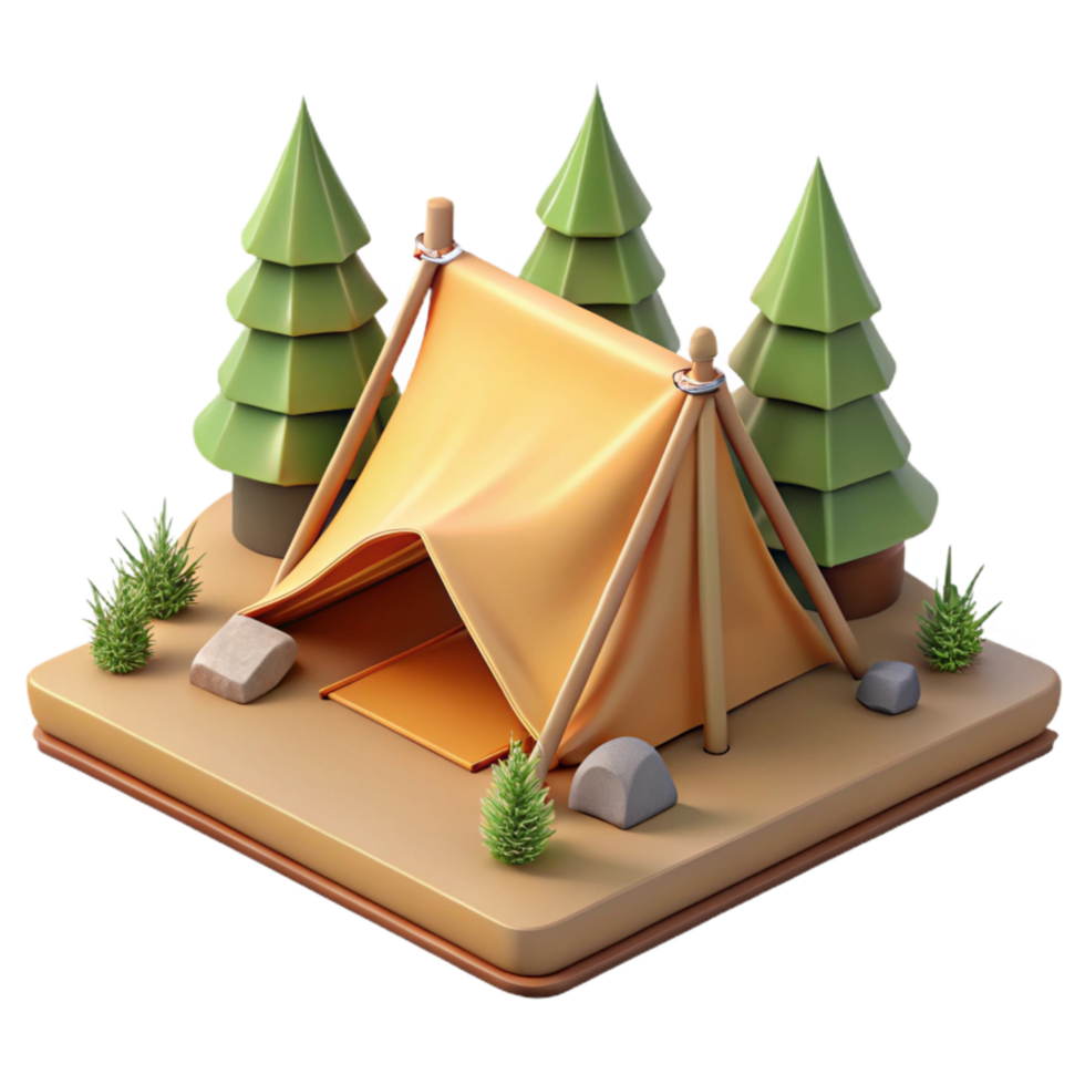beautiful contemporary Tent Set Up in a Forest Clearing Transparent Background authentic png