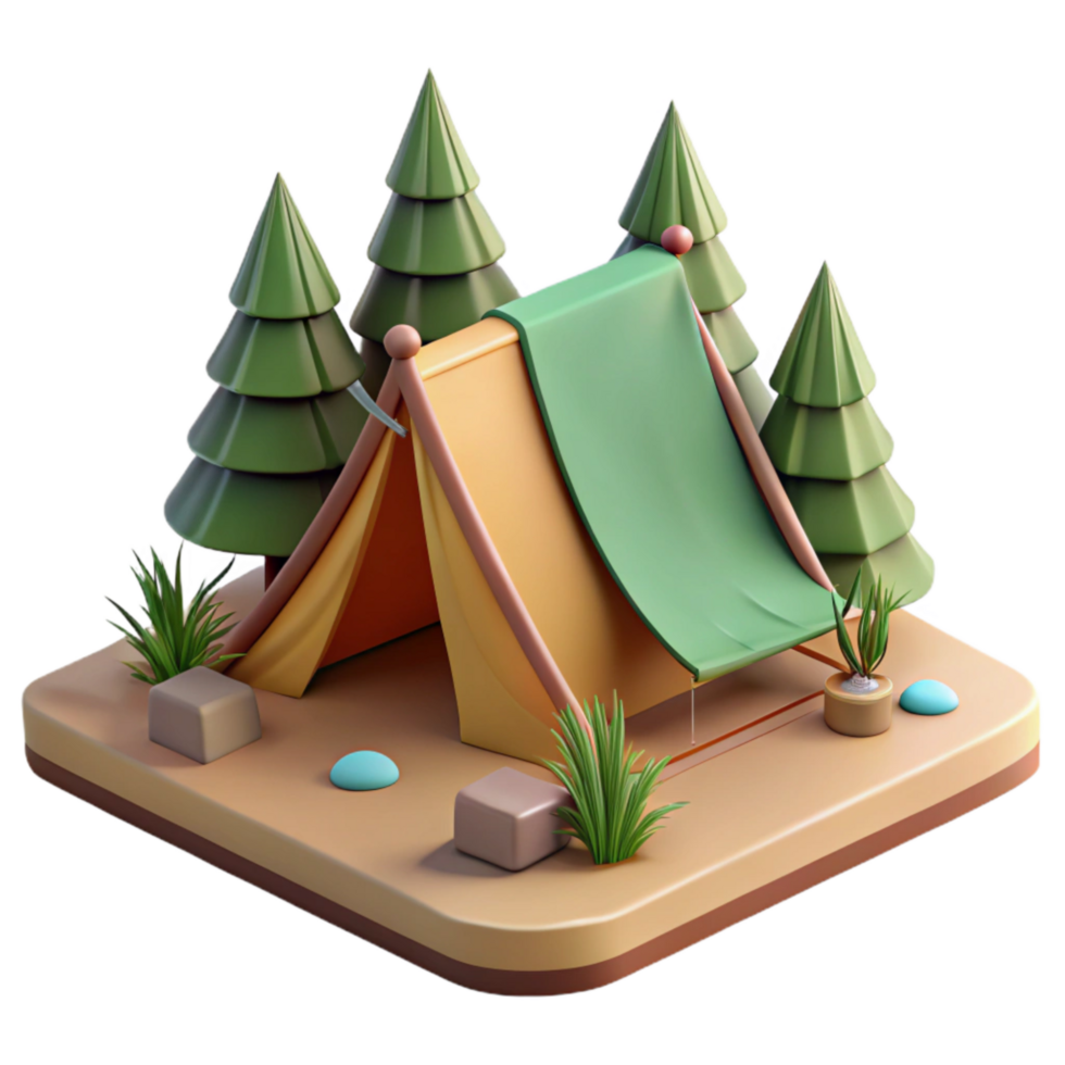 elegant modern Tent Set Up in a Forest Clearing Transparent Background png