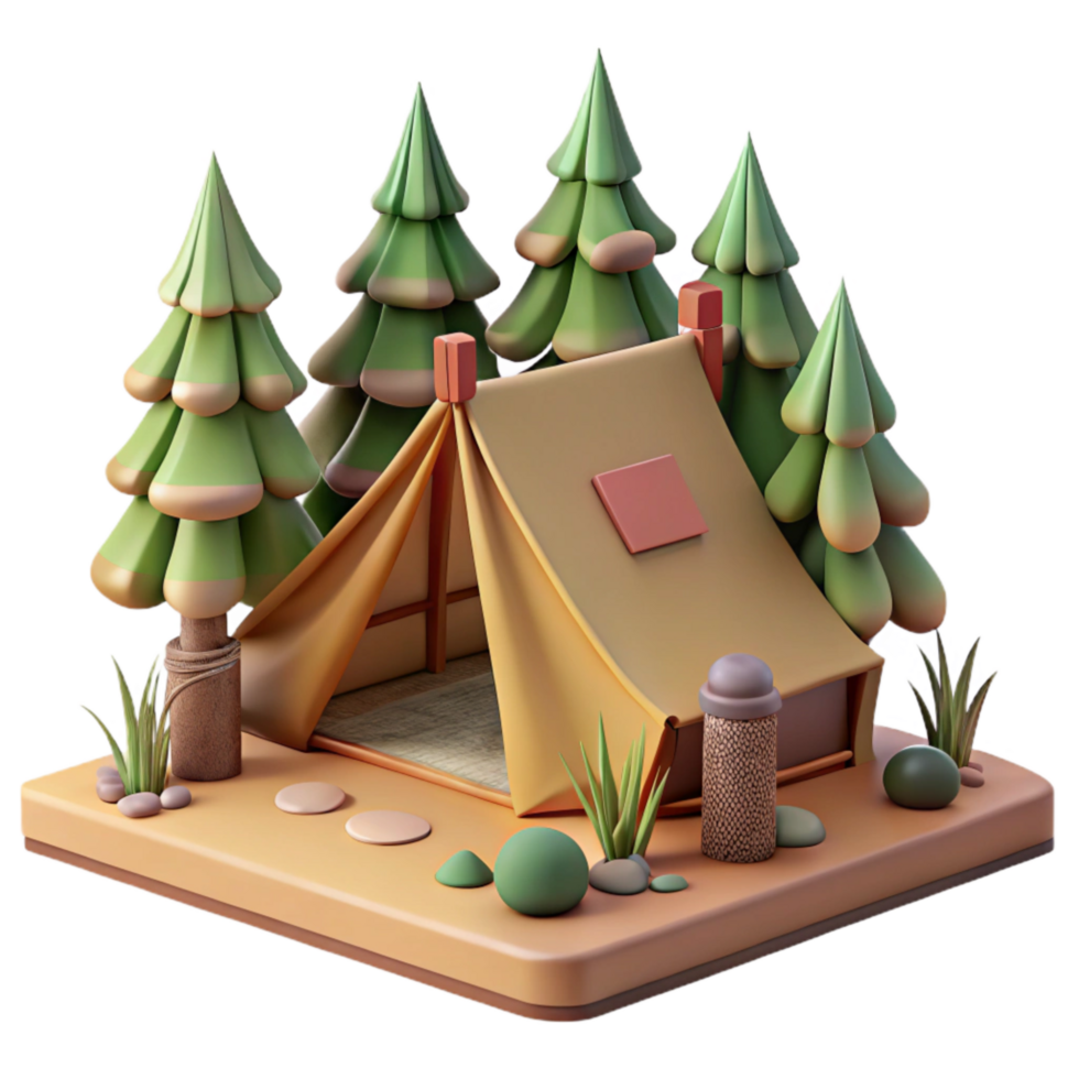 impressive modern Tent Set Up in a Forest Clearing Transparent Background professional png