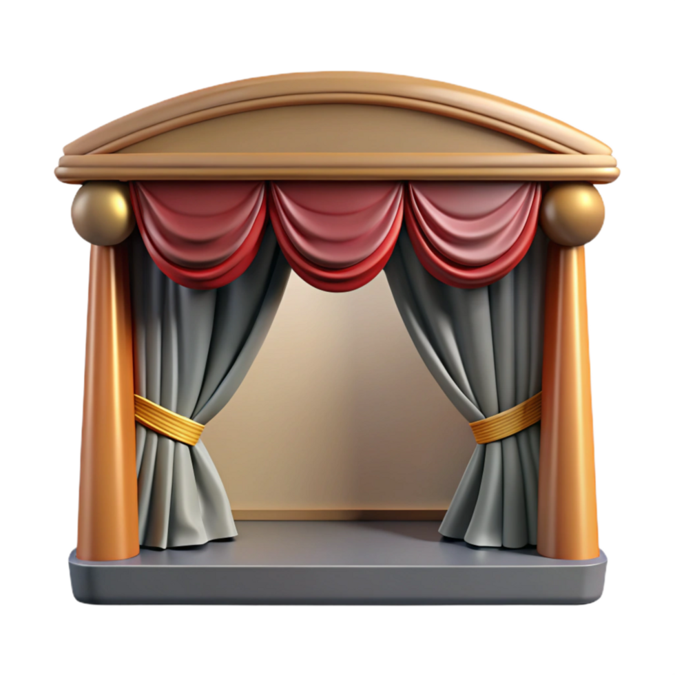 impressive modern Theater Stage with Curtains Front View Cutout detailed png