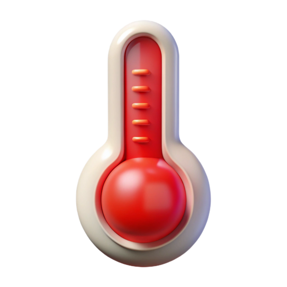 stunning minimalist Thermometer Showing High Temperature Red Hue Transparent Background exclusive png