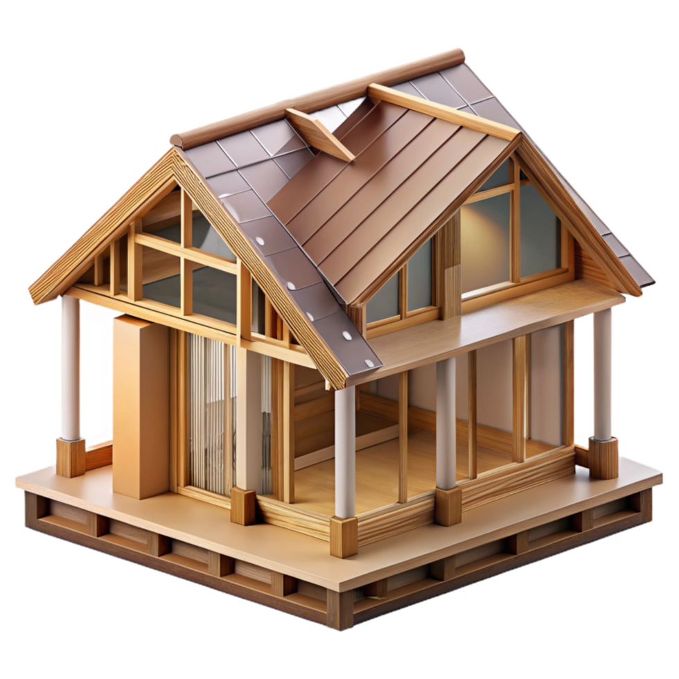 extraordinary creative Timber Frame House Section View Transparent premium png