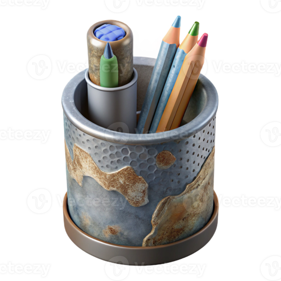 impressive abstract Tin Can Pencil Holder Desk Organizer Transparent Background high quality png