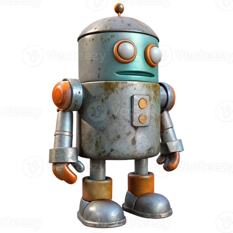 dramatic traditional Tin Can Robot Toy Side View Cutout genuine png
