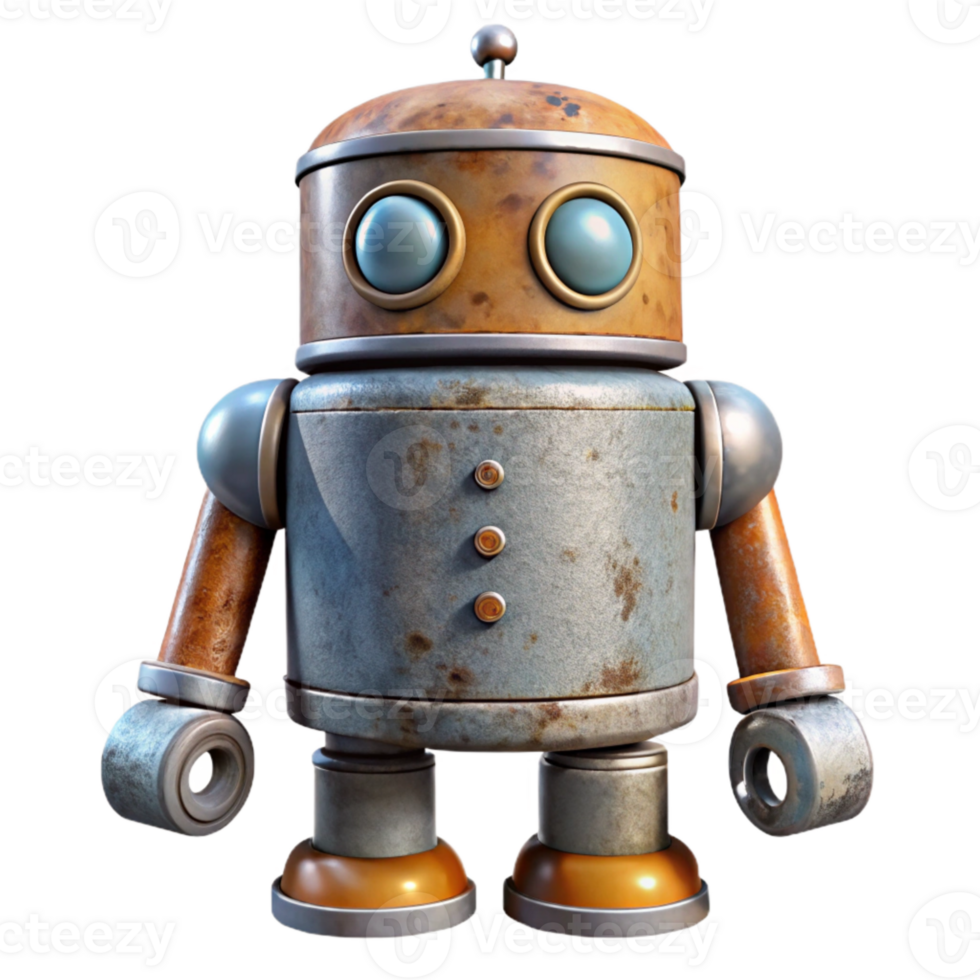 stunning vintage Tin Can Robot Toy Side View Cutout genuine png