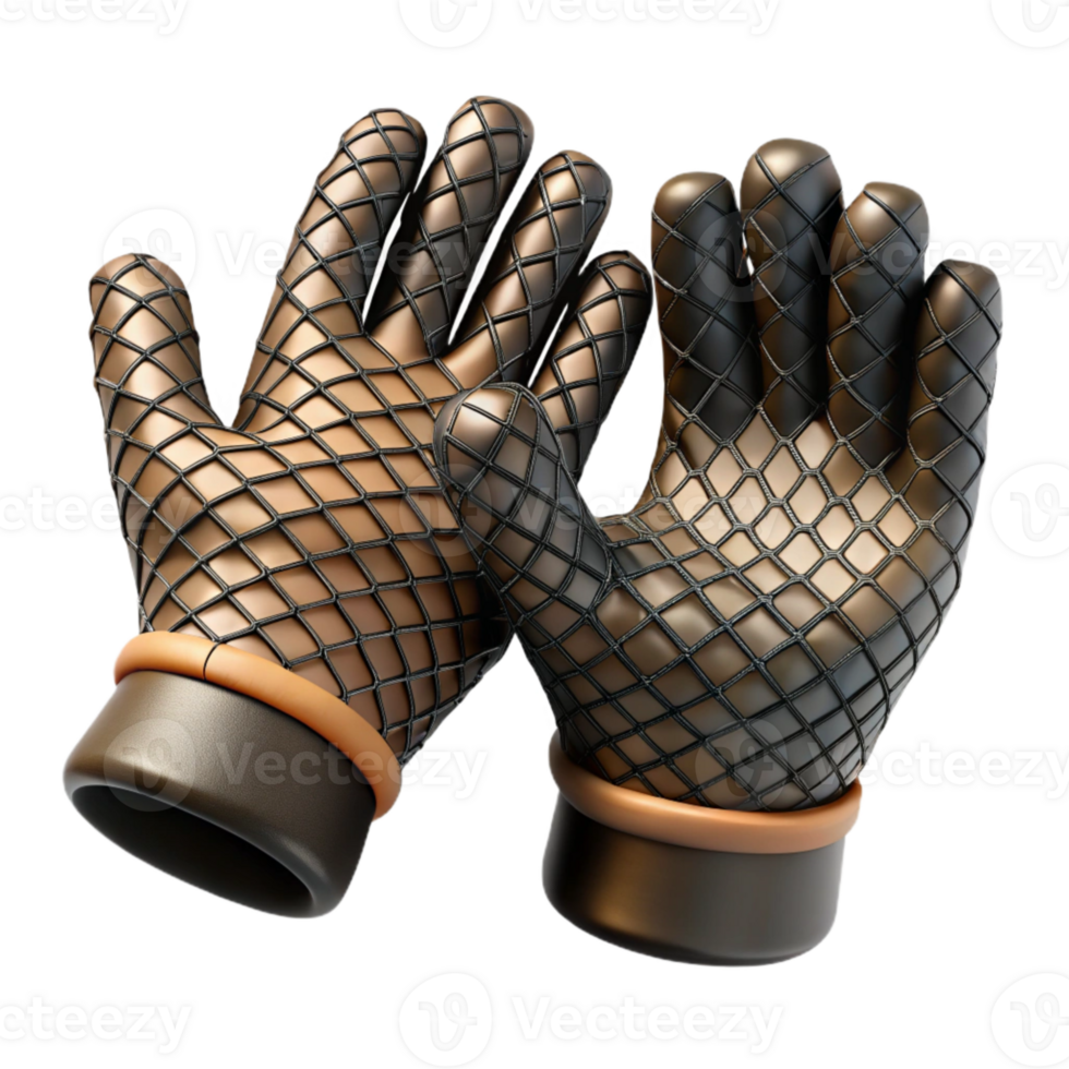 impressive traditional Torn Fishnet Gloves Black Isolated Element high resolution png
