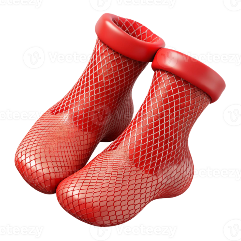 wonderful artistic Torn Fishnet Stockings Red Isolated original png