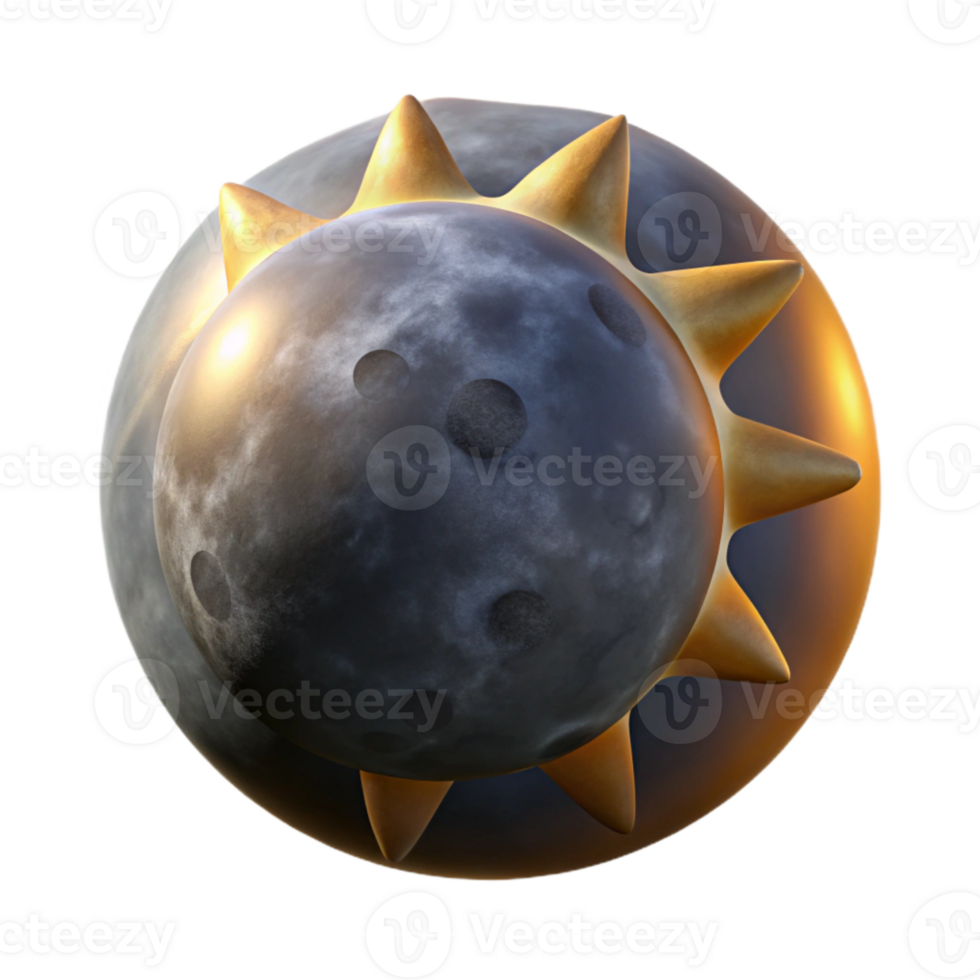 elegant rustic Total Eclipse Isolated with Corona Visible genuine png