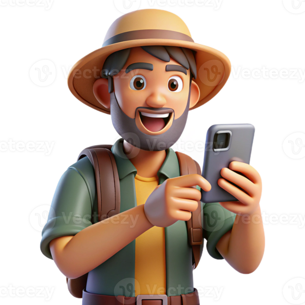 stunning minimalist Tourist Taking a Photo with Smartphone Isolated exclusive png
