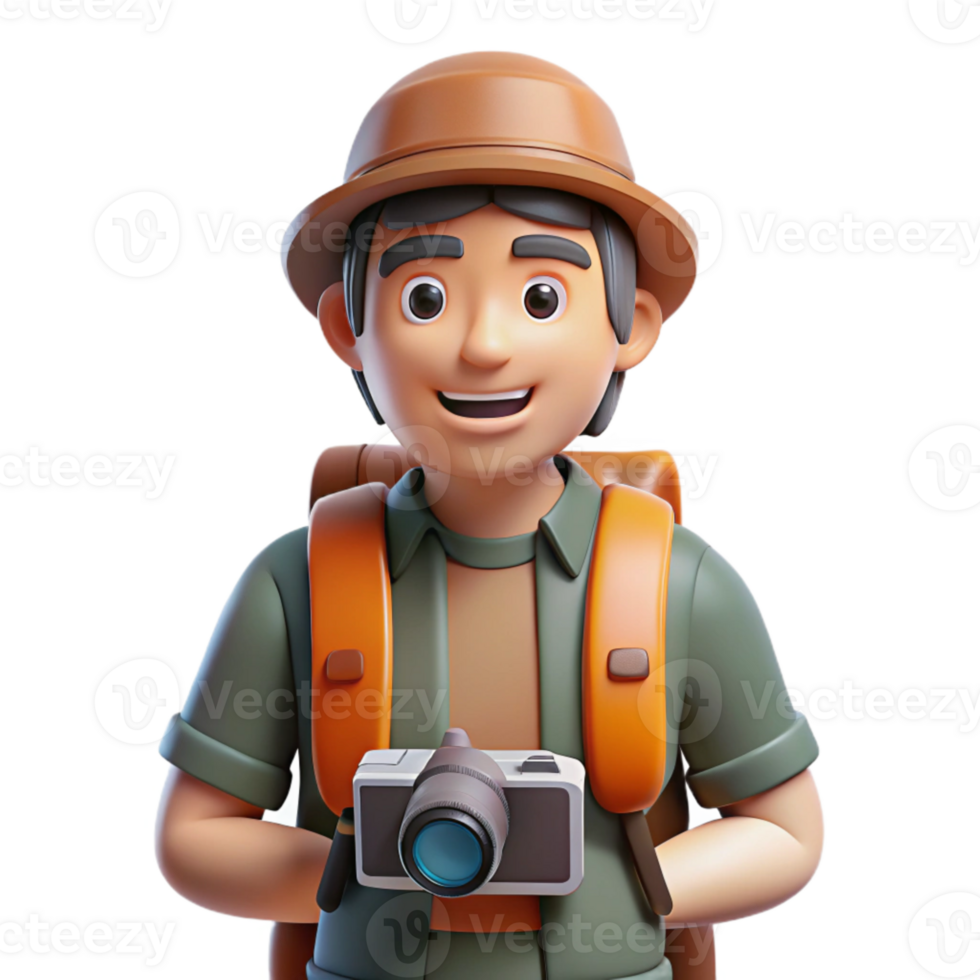 extraordinary creative Tourist with Backpack and Map Isolated professional png