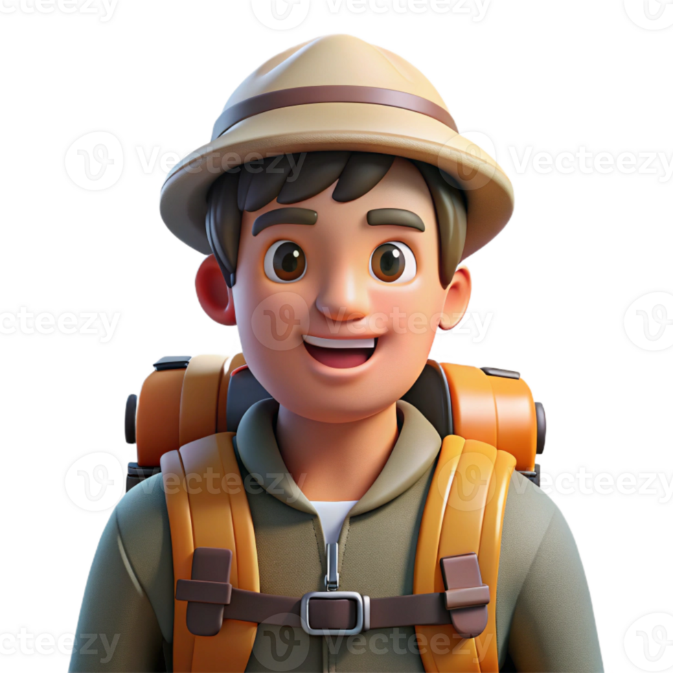 wonderful rustic Tourist with Backpack Front View Transparent Cutout high resolution png