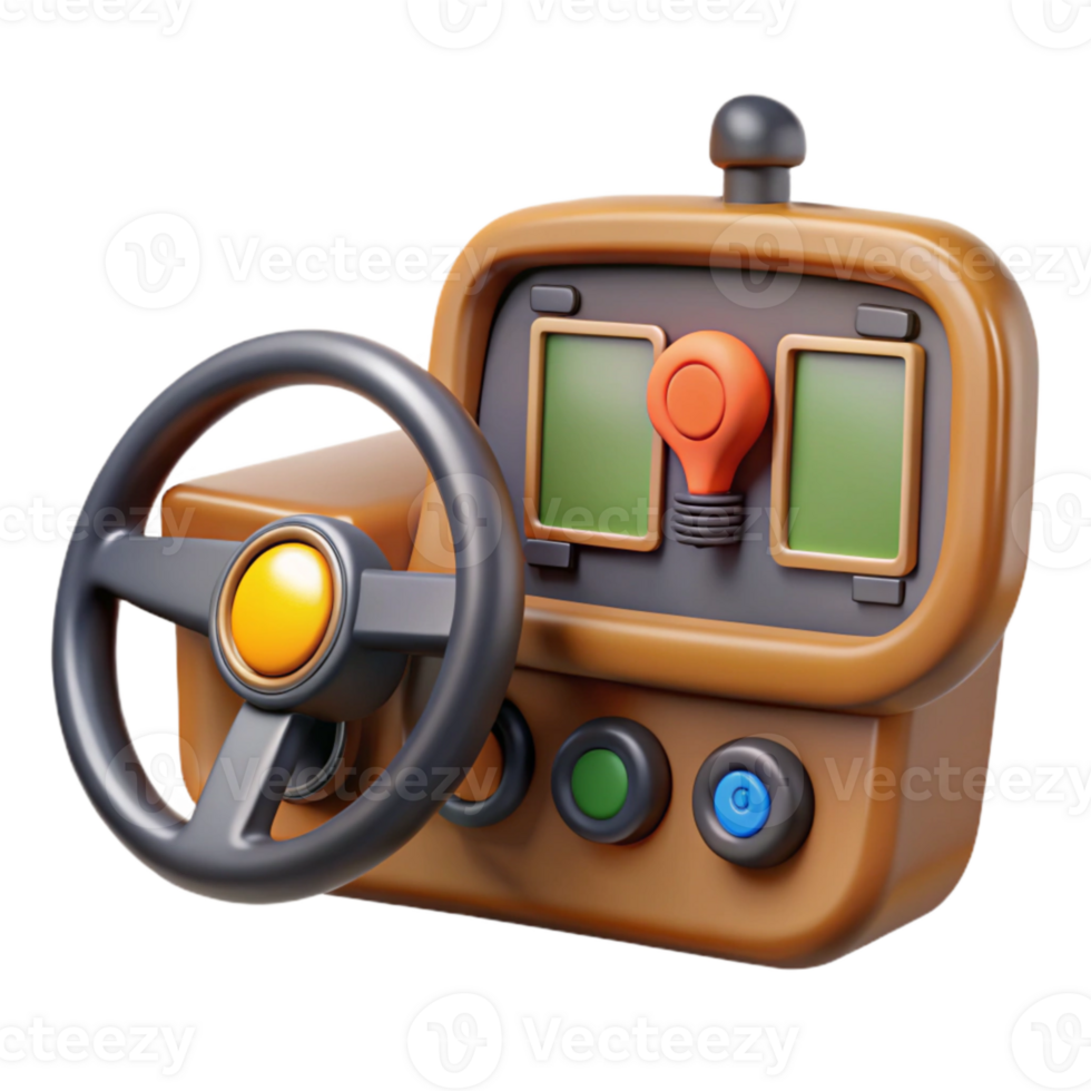serene artistic Tractor Dashboard with Gps Navigation Isolated original png