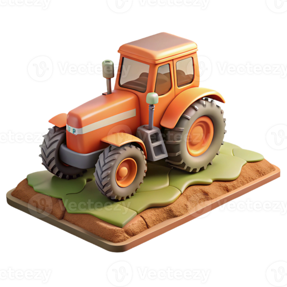 impressive traditional Tractor Plowing Field Side View Cutout authentic png