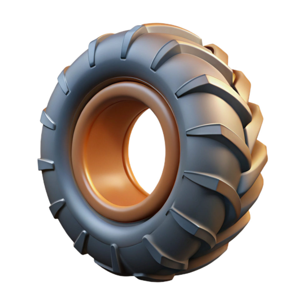 magnificent modern Tractor Tire Isolated with Tread Detail genuine png