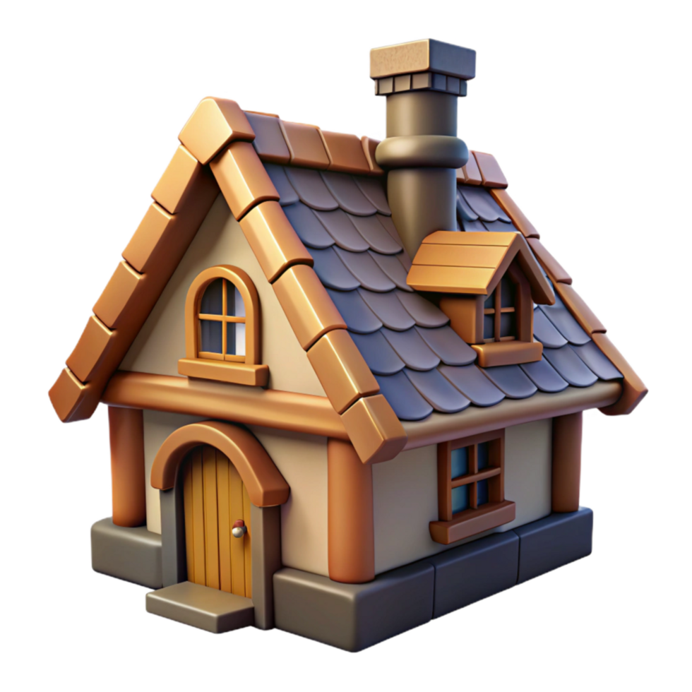 impressive contemporary Traditional Cottage with Chimney Isolated detailed png