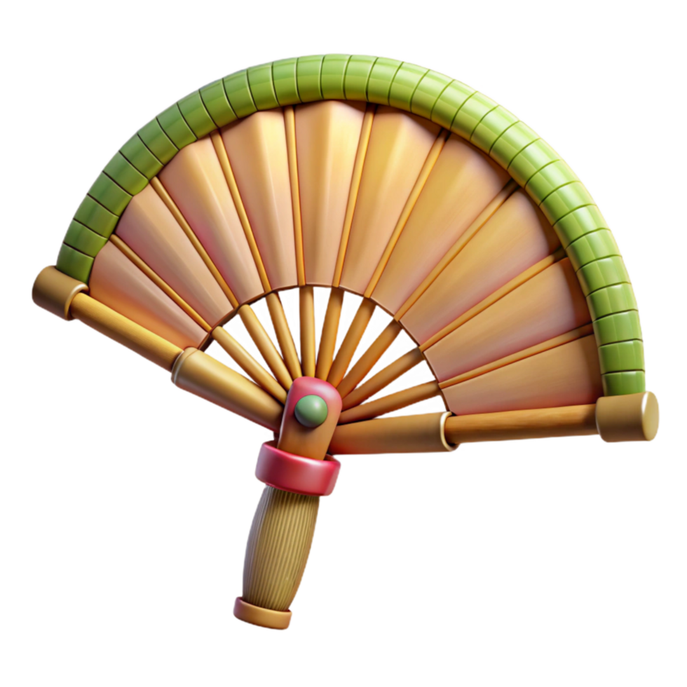 stunning abstract Traditional Fan with Bamboo Frame Cutout authentic png
