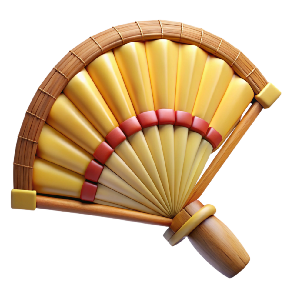 serene artistic Traditional Fan with Bamboo Frame Cutout png