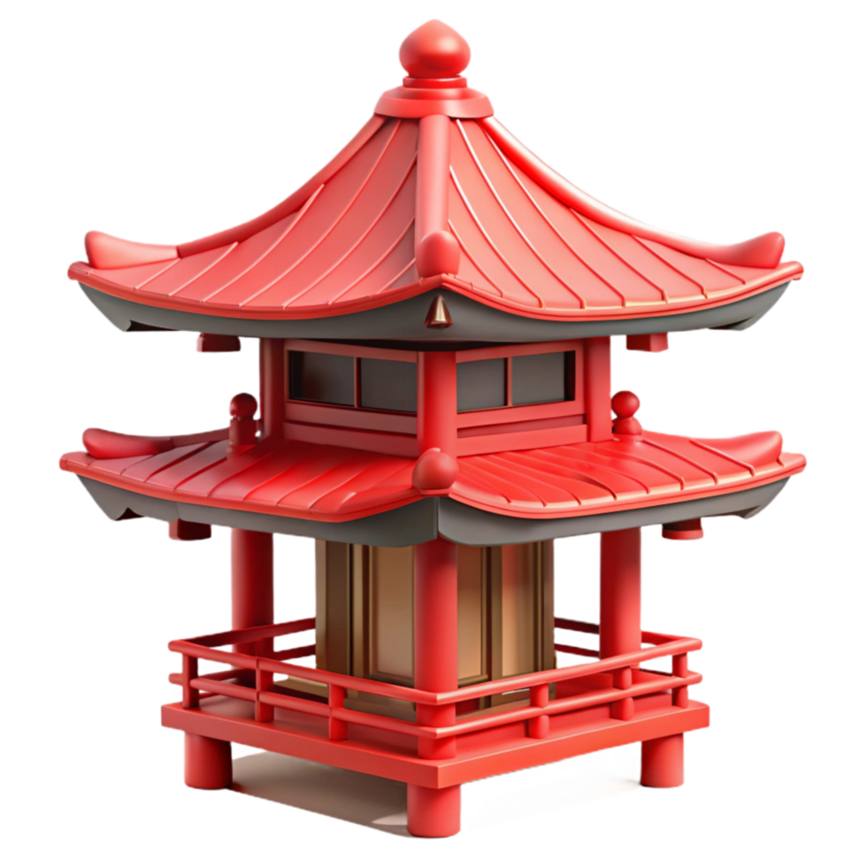 impressive contemporary Traditional Japanese Pagoda Red Roof Cutout original png
