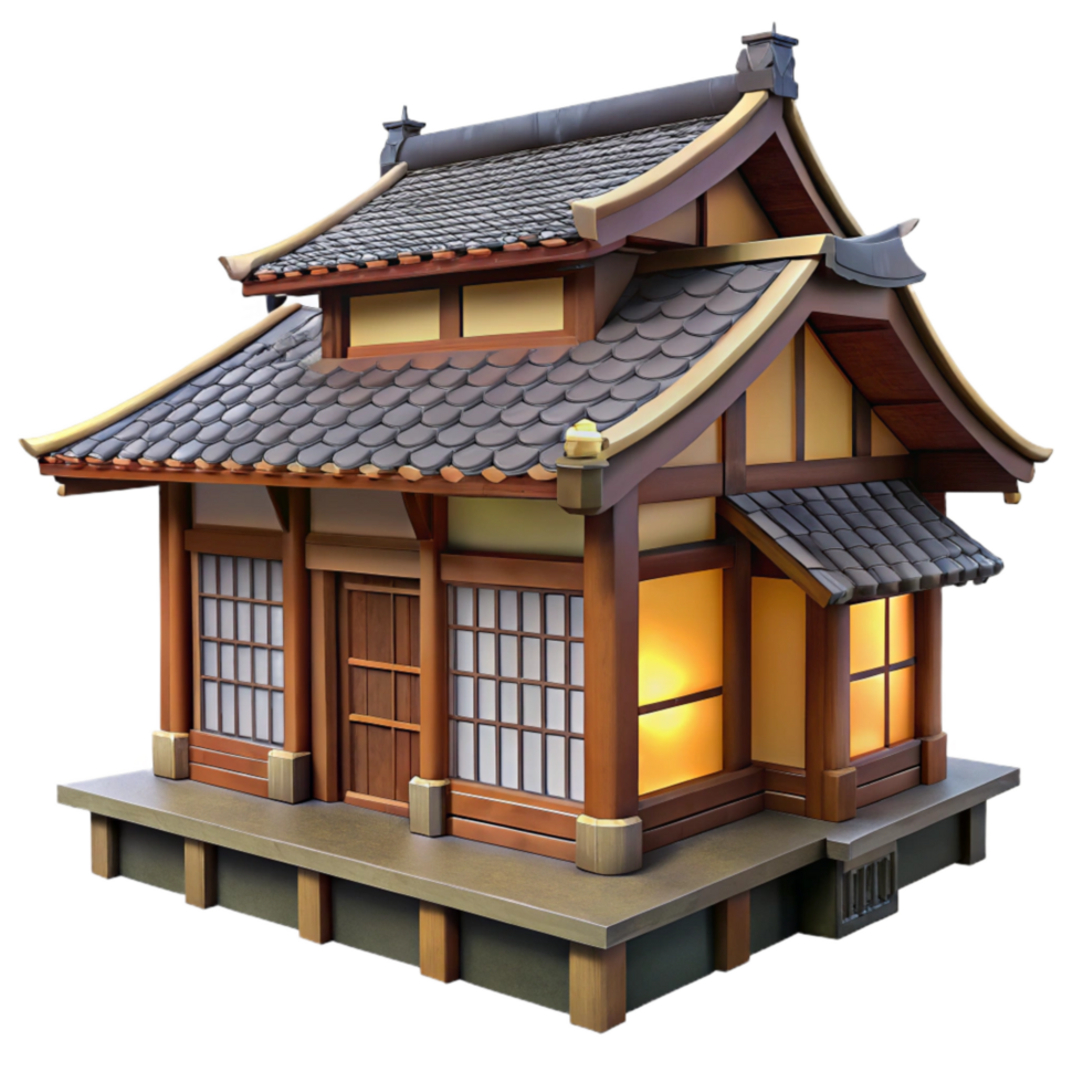 serene contemporary Traditional Japanese House Shoji Screens Cutout genuine png