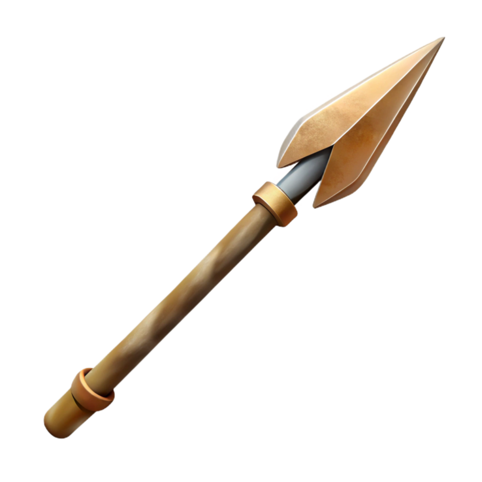 serene artistic Traditional Spear with Metal Tip Isolated professional png