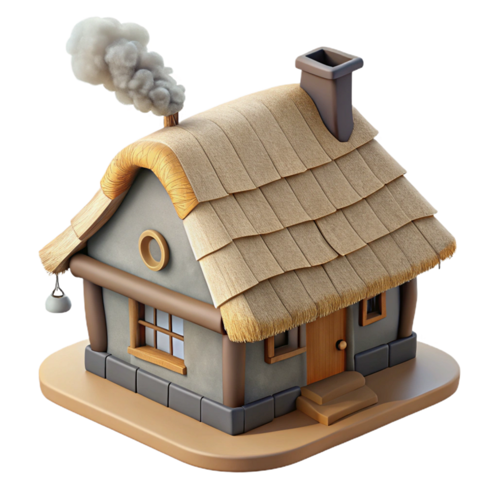 elegant abstract Traditional Thatched Roof Cottage Cutout Element authentic png