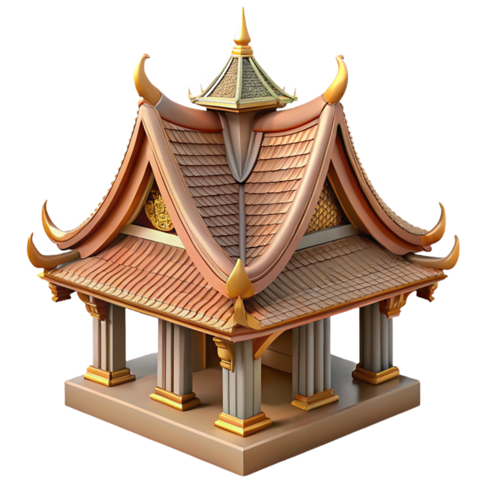 serene rustic Traditional Thai Temple Roof Detail Transparent Background high quality png