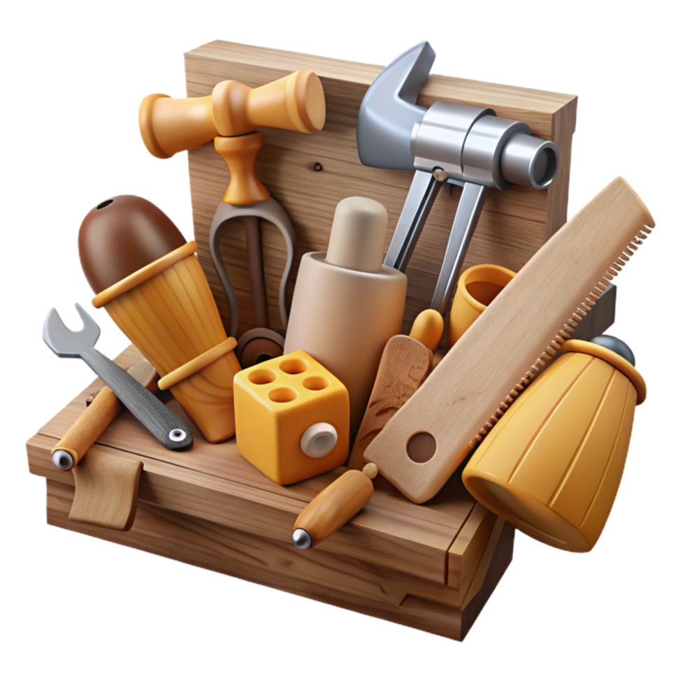 serene contemporary Traditional Woodworking Tools Collection Cutout professional png