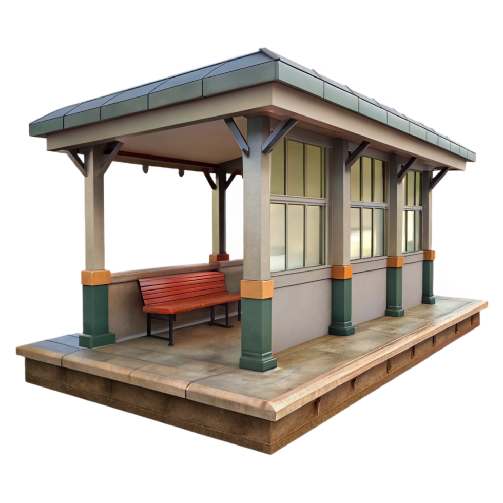 vibrant rustic Train Station Platform Side View Transparent Background high resolution png