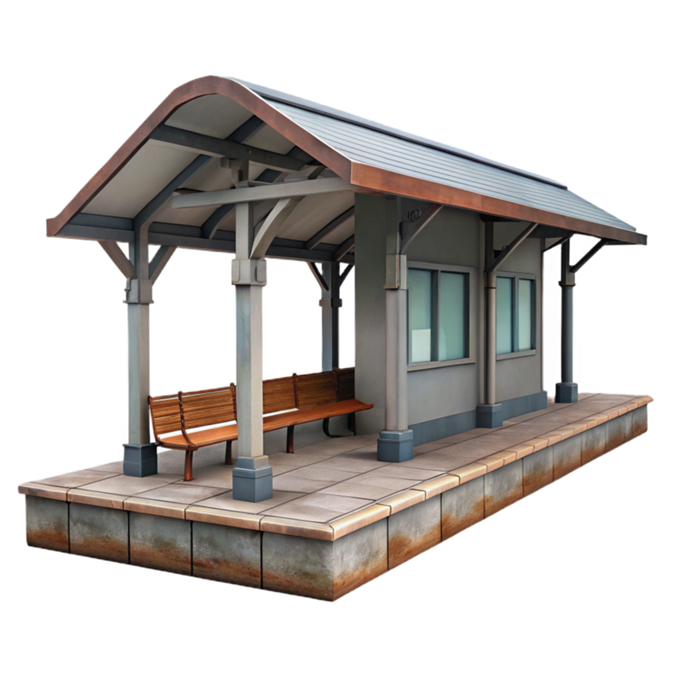 magnificent vintage Train Station Platform Side View Transparent Background png