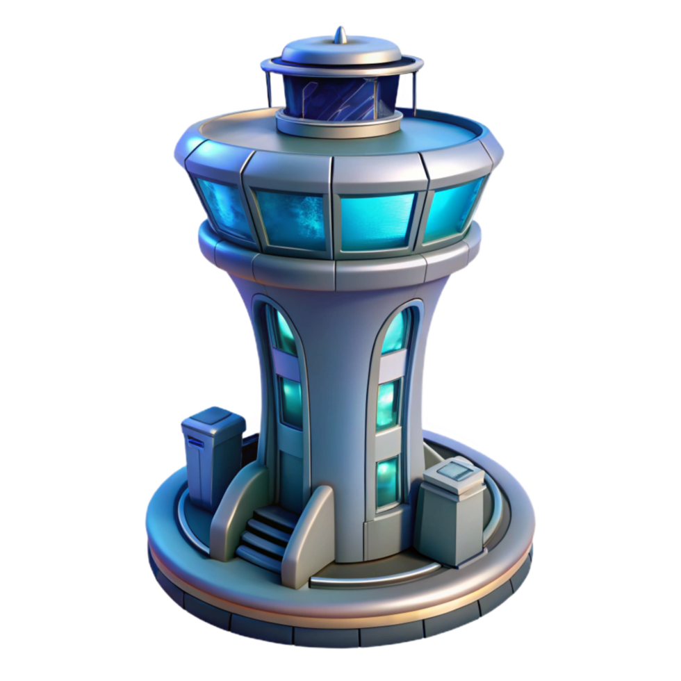 stunning vintage Transparent Background Futuristic Airport Terminal Isolated professional png