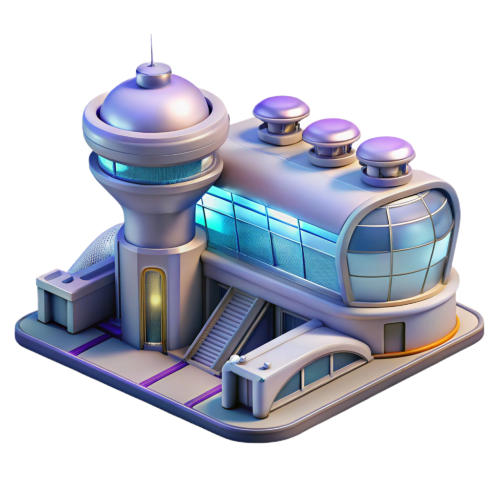 stunning abstract Transparent Background Futuristic Airport Terminal Isolated authentic png