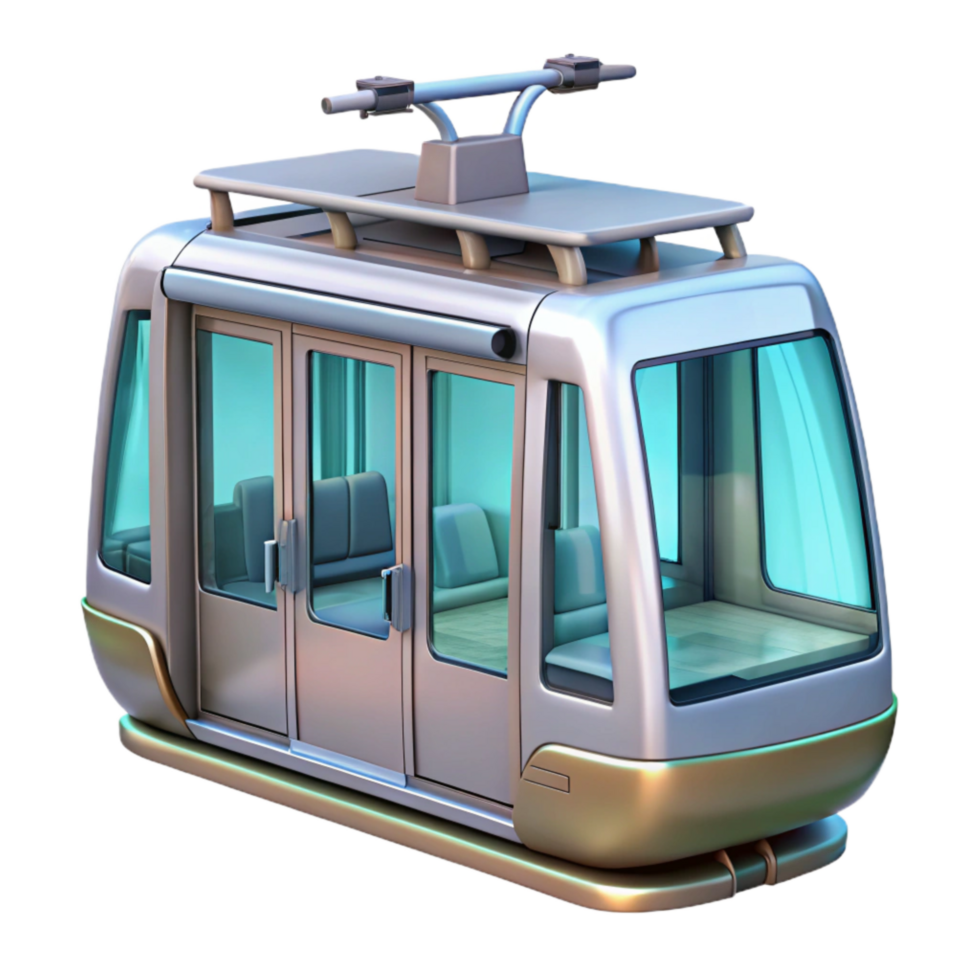 vibrant rustic Transparent Background Futuristic Tram Front View premium png