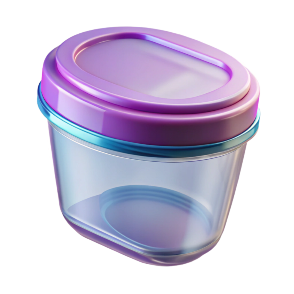 beautiful artistic Transparent Plastic Container with Snap on Lid Isolated professional png
