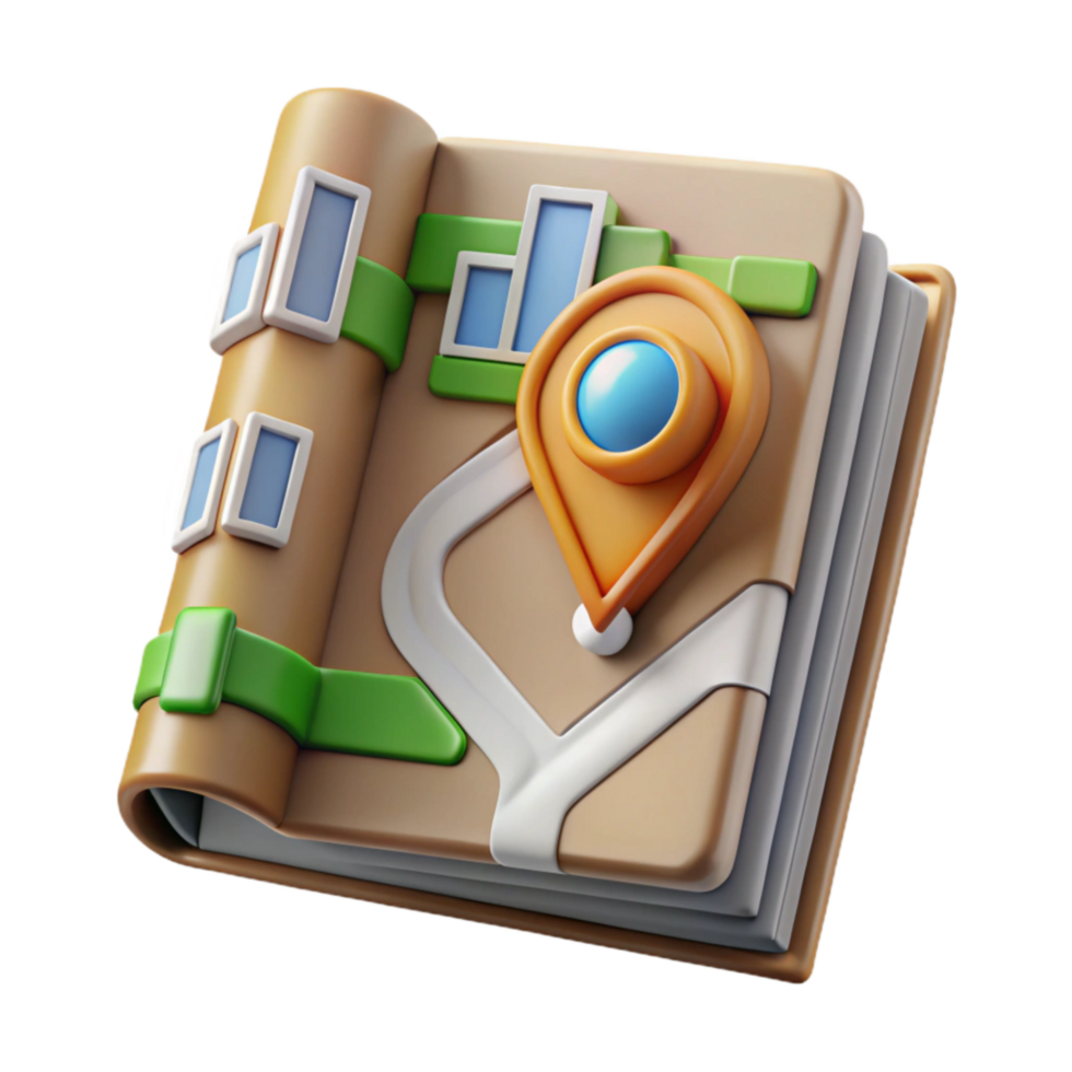 magnificent rustic Travel Guide Book with City Map Cutout with Detailed Illustrations authentic png