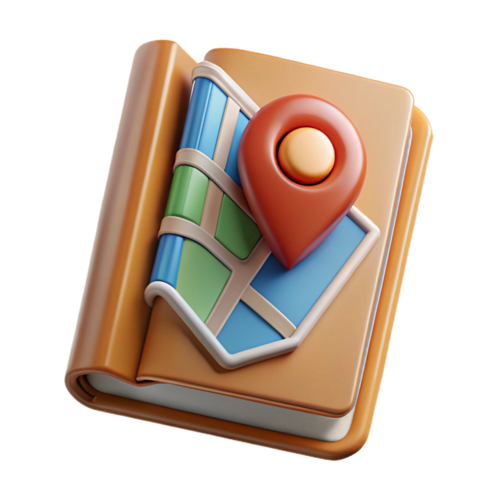 vibrant creative Travel Guide Book with City Map Cutout with Detailed Illustrations authentic png