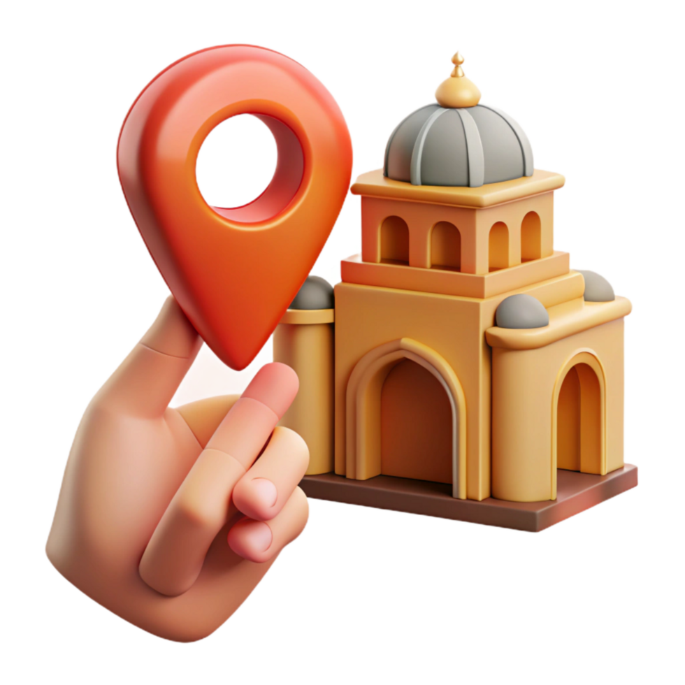 dramatic creative Travel Guide Pointing at Landmark Transparent Background high resolution png