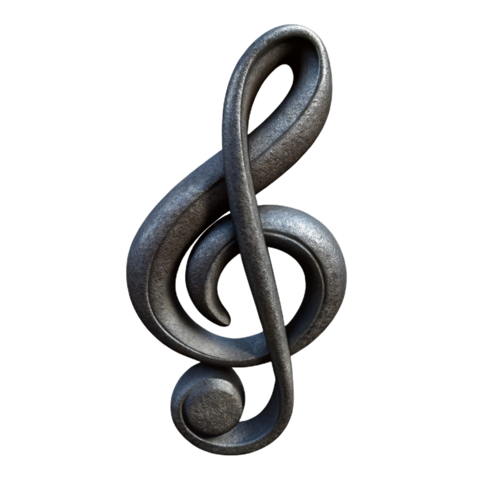 vibrant rustic Treble Clef Black Ink Design Isolated detailed png